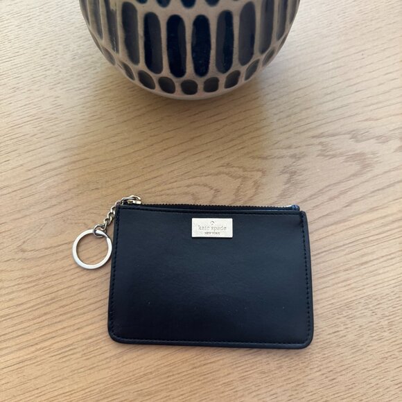 KATE SPADE Black Card Wallet Zipper Keychain - Picture 1 of 7